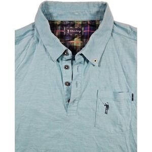 William Murray Golf Polo Shirt Men's Large Teal‎ Cotton Blend Plaid Trim